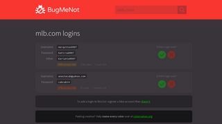 mlb.com logins - BugMeNot
