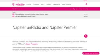 Napster unRadio and Napster Premier | T-Mobile Support