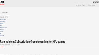 Fans rejoice: Subscription-free streaming for NFL games - AP News