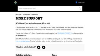 NFL Game Pass activation code & free trial – Help Center