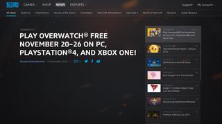 Play Overwatch® Free November 20–26 on PC ... - Blizzard News