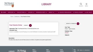 Free Patents Online | McMaster University Library