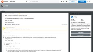 free private internet access account : VPN - Reddit