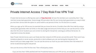 Private Internet Access 7 Day Risk-Free VPN Trial - VPN Fan