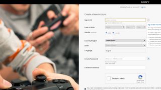 Create a New Account - Sony Entertainment Network - PlayStation ...