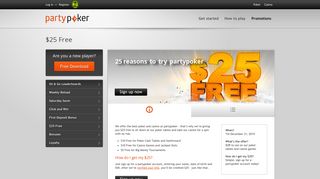 Get $25 Free to play cash poker games on partypoker.com