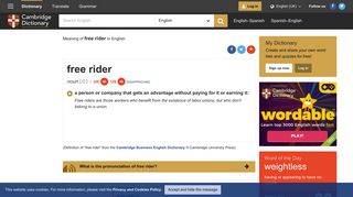 FREE RIDER | meaning in the Cambridge English Dictionary