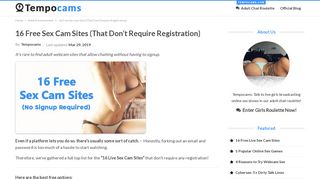 15 Free Sex Cam Sites (That Don't Require Registration) - Tempocams