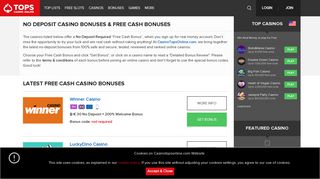 No Deposit Casino Bonuses & Free Cash 2019 - CasinoTopsOnline ...