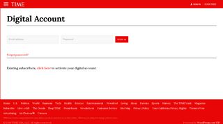 Digital Account Login - Time Magazine