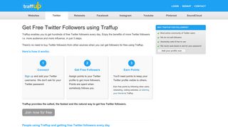 Get Free Twitter Followers using Traffup