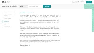 How do I create an Uber account? | Uber Rider Help