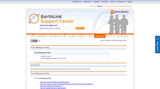 Free Webspace FAQ - EarthLink Support