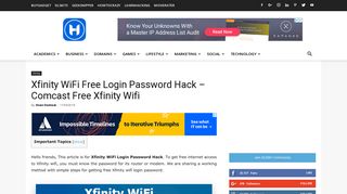 Xfinity WiFi Login Password - Free Xfinity UserName and Pasword