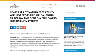 COMCAST ACTIVATING FREE XFINITY WIFI HOT SPOTS IN ...