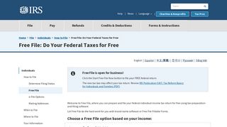 Free File: Do Your Federal Taxes for Free | Internal Revenue Service
