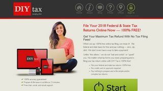 Free Tax Filing, File Taxes Online 100% Free - Fed & State | DIY Tax®
