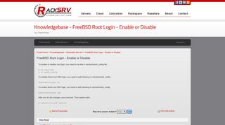 FreeBSD Root Login - Enable or Disable | RackSRV