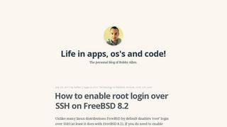 How to enable root login over SSH on FreeBSD 8.2 | Life in apps, os's ...