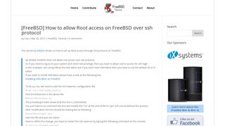 [FreeBSD] How to allow Root access on FreeBSD over ssh protocol ...