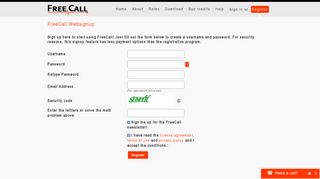 Register - FreeCall | The cheapest freecalls on the planet!