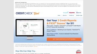 CreditCheck Total | Get All 3 Credit Reports & FICO Scores for $1