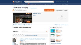 FreeCrush Reviews - 2 Reviews of Freecrush.com | Sitejabber