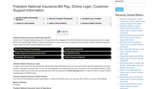 Freedom National Insurance Bill Pay, Online Login, Customer ...
