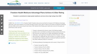 Freedom Health Medicare Advantage Plans Achieve 4.5-Star Rating ...