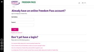 London Councils Freedom Pass: Log in