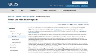 About the Free File Program | Internal Revenue Service - IRS.gov