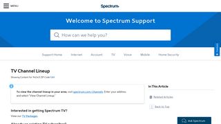 TV Channel Lineup - Spectrum.net