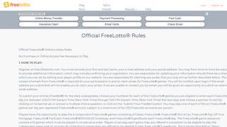 Online Lottery Rules | Official FreeLotto® Rules | FreeLotto