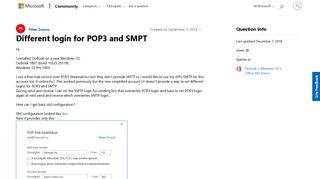 Different login for POP3 and SMPT - Microsoft Community