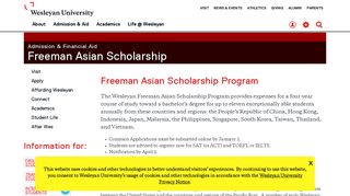 Freeman Asian Scholarship, Admission, Wesleyan University ...