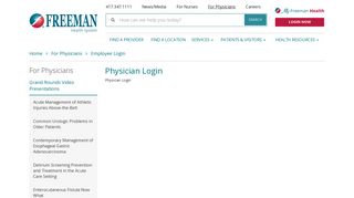 Physician Login | Freeman Health System