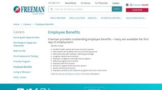 Employee Benefits Joplin, Missouri (MO), Freeman Health System