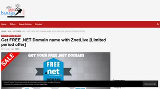 Get FREE .NET Domain name with ZnetLive [Limited period offer]