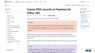 Create DNS records at Freenom for Office 365 | Microsoft Docs