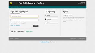 Login to the support portal - Free Mobile Recharge - FreePaisa