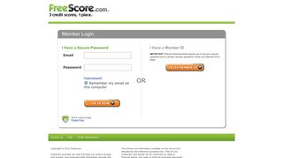 Member Login - Credit Score