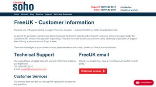 FreeUK - Customer information | Claranet Soho