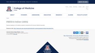 FREIDA Online (AMA) | College of Medicine - Tucson
