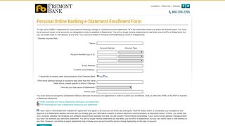 Fremont Bank - PAM eStatement Enrollment Form