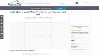 Fresh & Easy to Launch 'Thank You' Card for Loyal Customers Next ...