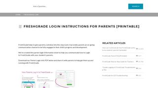 FreshGrade login instructions for parents [Printable]
