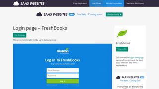 Login page - FreshBooks - Find SaaS Websites inspiration