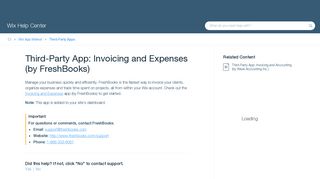 Third-Party App: Invoicing and Expenses (by FreshBooks) | Help ...