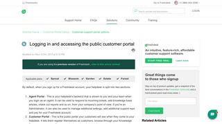 Customizing your public customer portal : Freshdesk