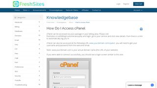 How Do I Access cPanel - Knowledgebase - FreshSites Limited